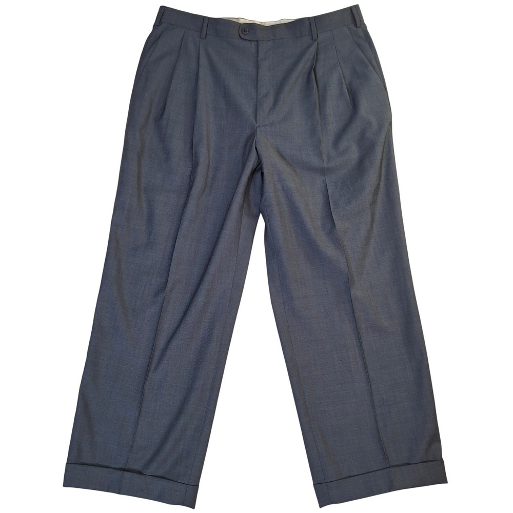 Zanella Austin Pleated Wool Dress Pants‎ Men's 38x27 Gray Cuffed Made in Italy